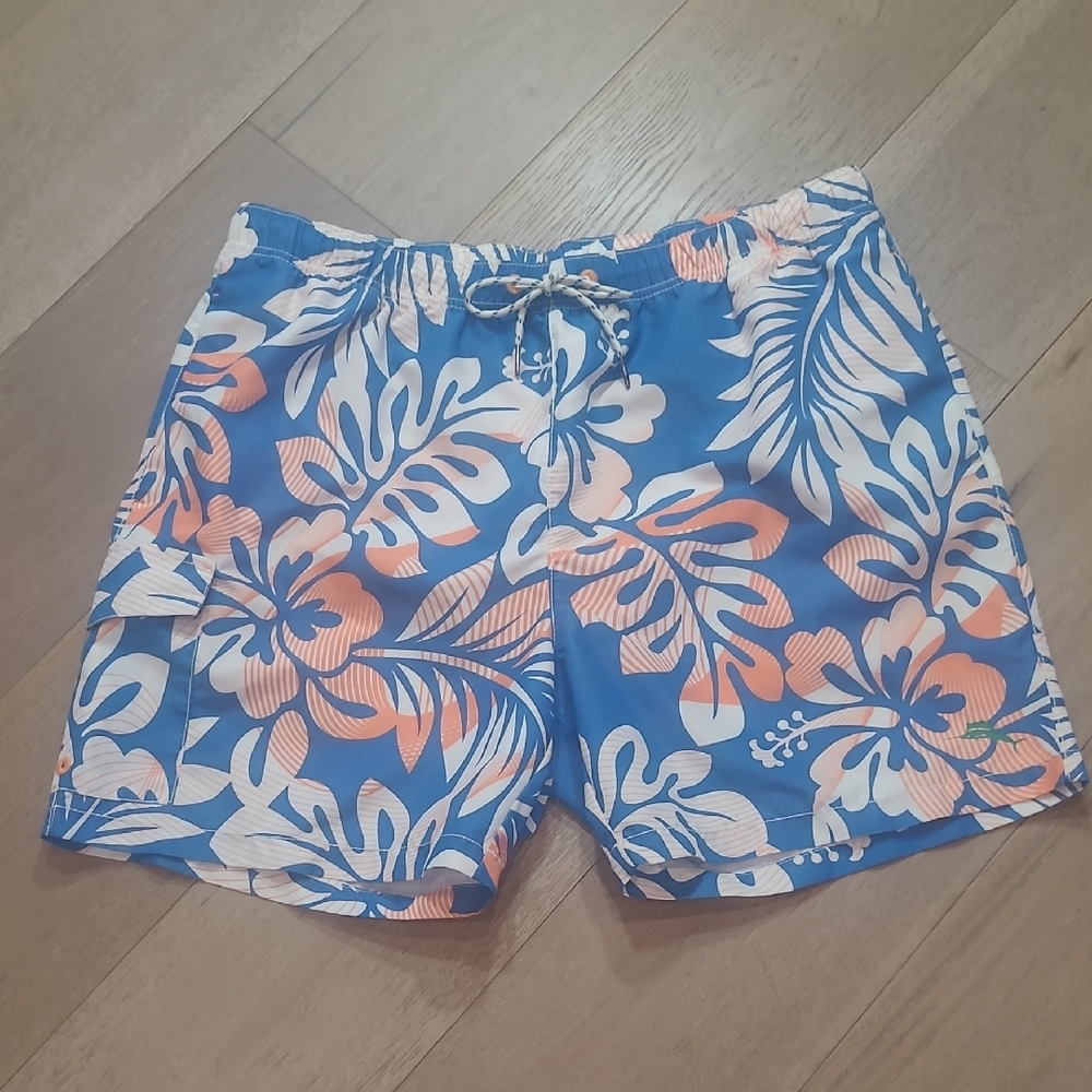Tommy Bahama Swim Shorts Men's sz XL Blue and Orange Hawaiian Swim Trunks